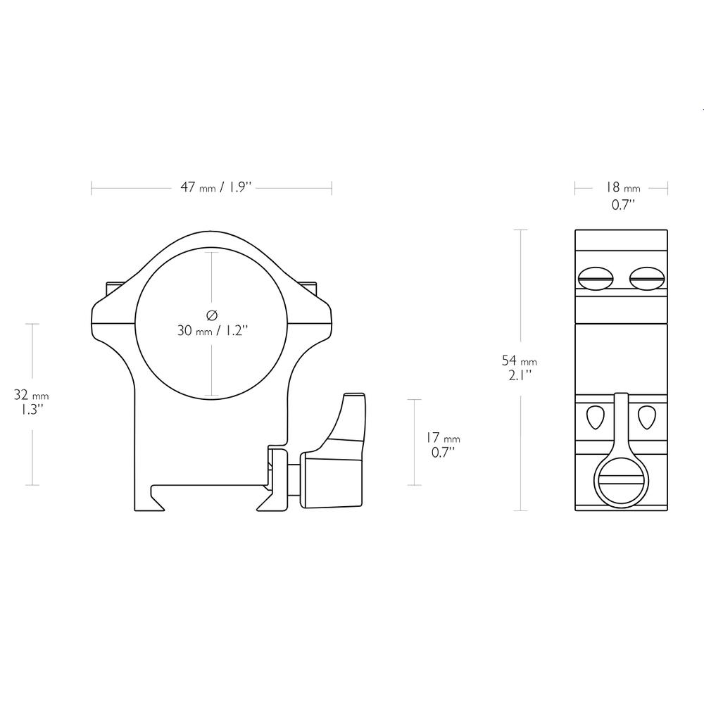 Hawke Professional Steel Mounts Weaver High 30mm 2 piece - Image 3