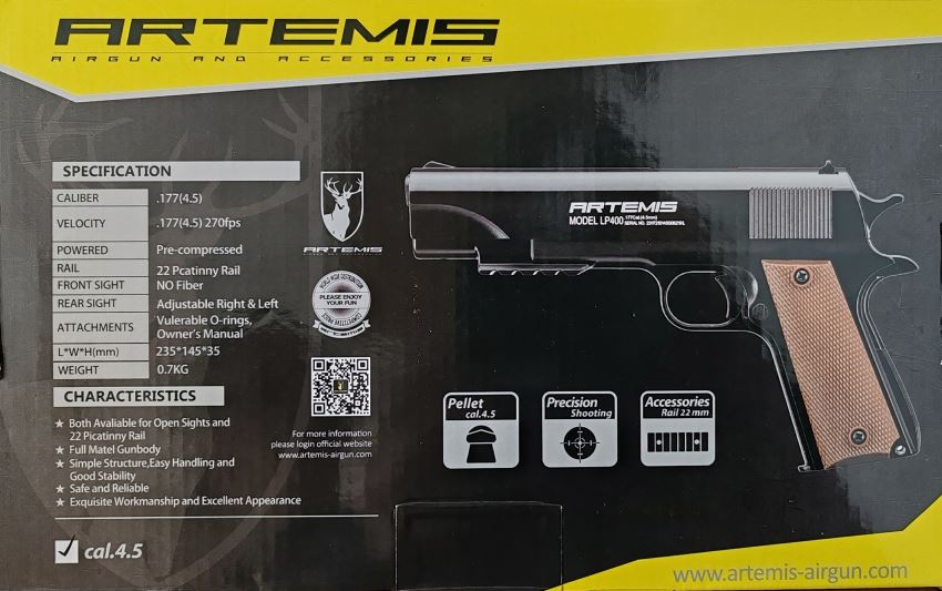 Artemis Snowpeak LP400 Pre-Compressed Air Pistol .177 Pellet - Image 4