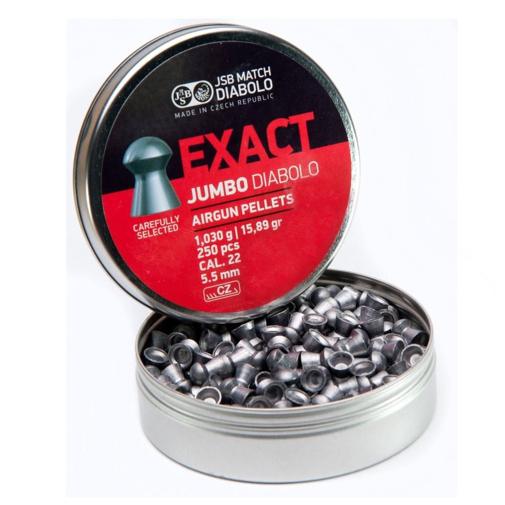 JSB Exact Jumbo Diabolo .22 5.51mm 15.89gr Airgun Pellets Tin of 500 - Image 4