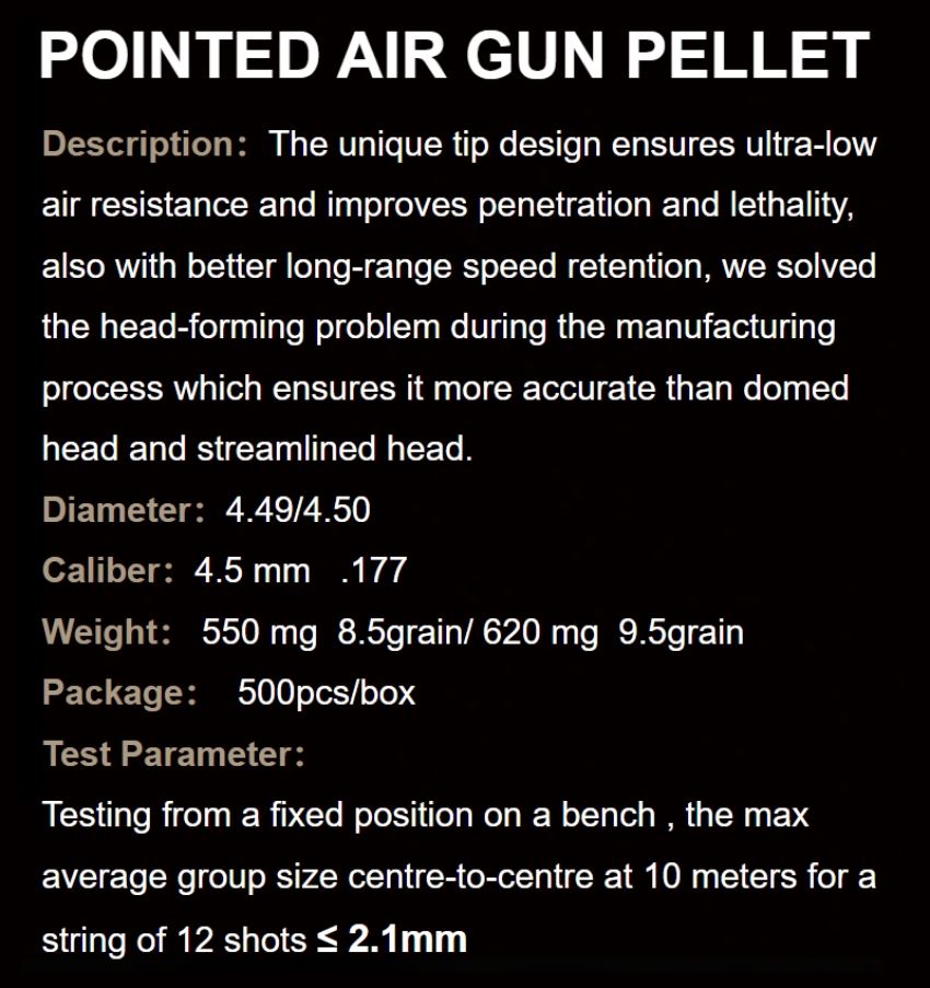 QYS Pointed Nose Heavy 9.56gr Pellets - Image 4