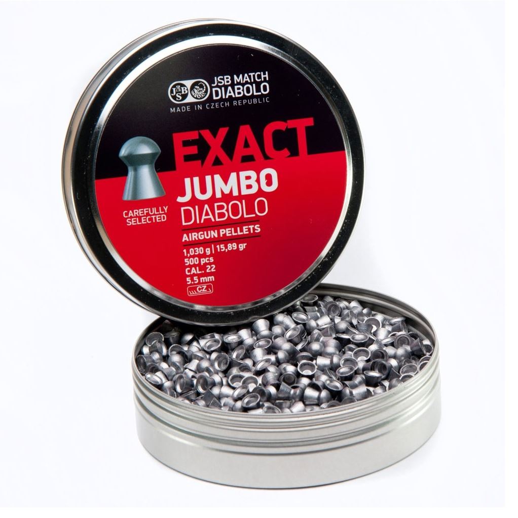 JSB Exact Jumbo Diabolo .22 5.51mm 15.89gr Airgun Pellets Tin of 500 - Image 2