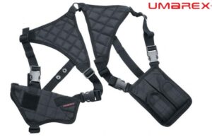 Umarex Shoulder Holster Nylon Type A for large pistols with 2 magazine pouches.