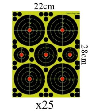 Milbro Adhesive Splatter Targets with repair dots 25 Pack 22cm x 28cm sheets