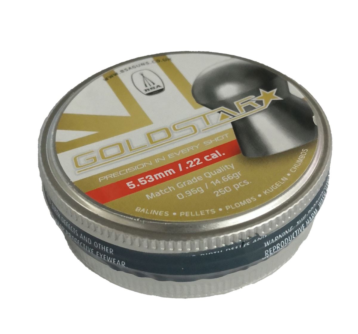 BSA Goldstar Airgun Pellets .22 14.66gr Tin of 250 - Image 2