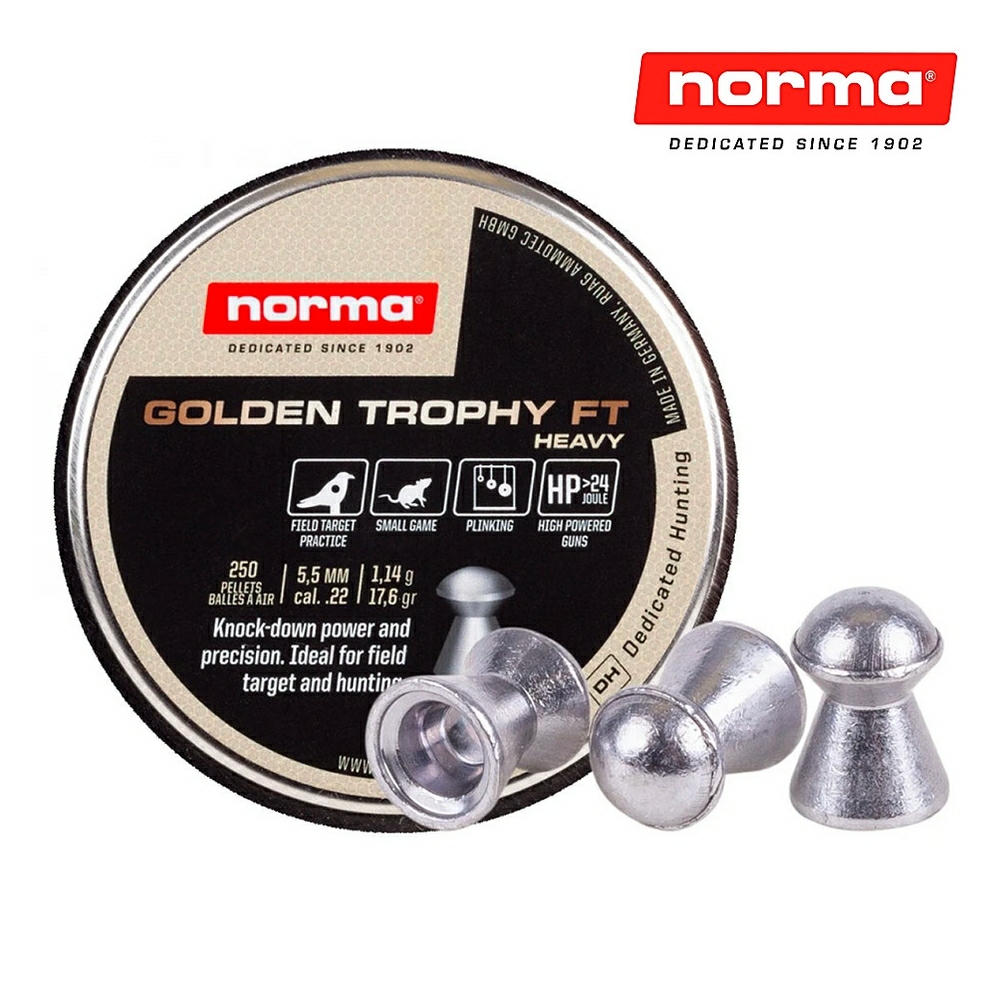 Norma Golden Trophy FT Heavy Airgun Pellets .22 17.6gr Tin of 200