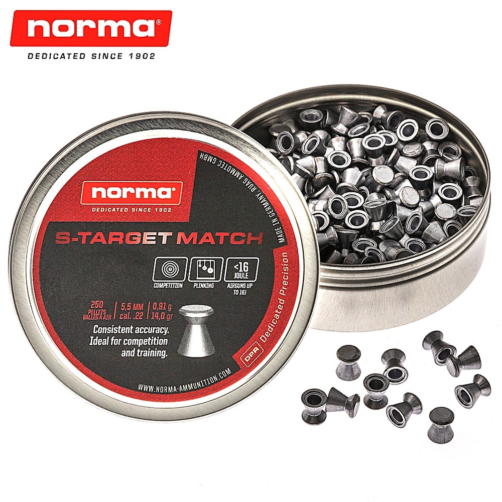 Norma S-TARGET MATCH Airgun Pellets .22 14gr Tin of 200